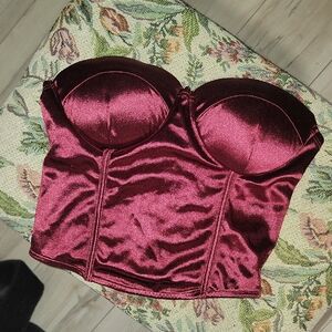 Luxurious Wine Satin Bustier